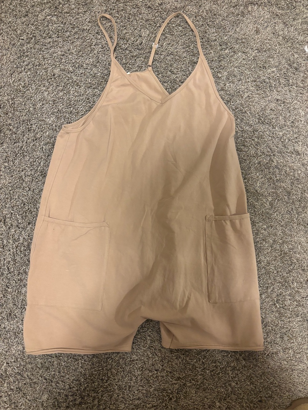 Beige Nude Romper with Thin Straps